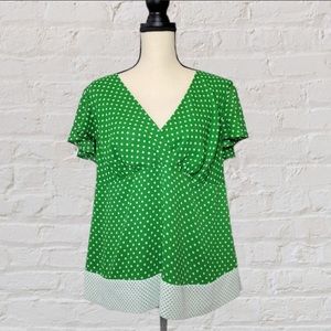 Lane Bryant Polka Dot Empire Waist Blouse 14/16